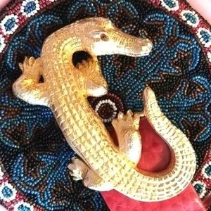 Vintage | Accessories | 9s Mimi Din Gold Alligator Crocodile 